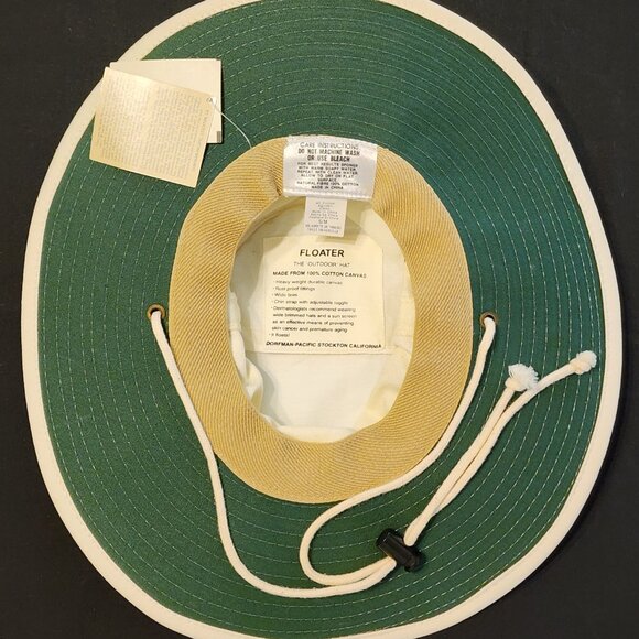 DORFMAN-PACIFIC 100% Cotton Canvas Tan Floater Fishing Sun Bucket Hat Safari S/M - Picture 10 of 15